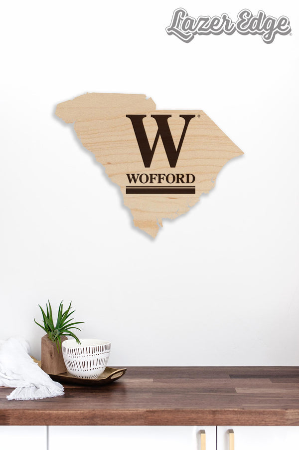 Wofford College W on State Wall Hanging - Crafted from Cherry or Maple Wood - Wofford College