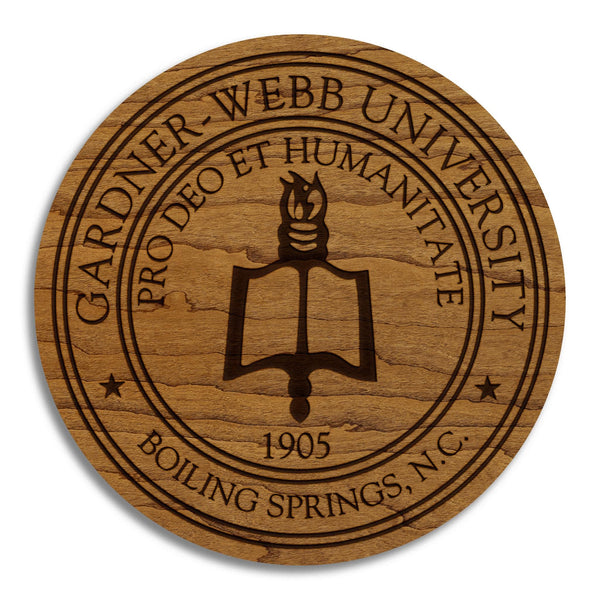 Gardner Webb University Seal Coaster – Crafted from Cherry or Maple Wood – Gardner Webb Bulldogs