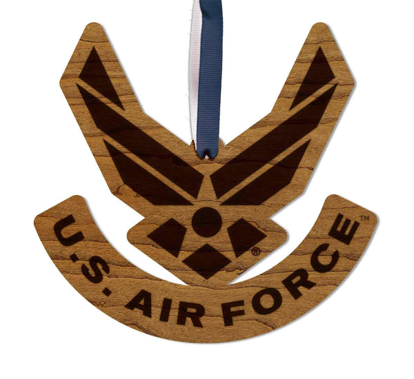 United States Air Force Emblem Ornament – Crafted from Cherry or Maple Wood