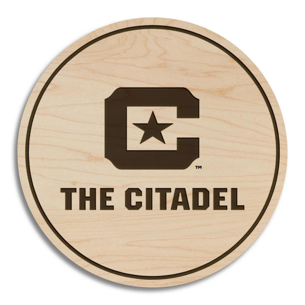The Citadel Military College Athletic Logo Coasters – Crafted from Cherry and Maple Wood – The Citadel Bulldogs