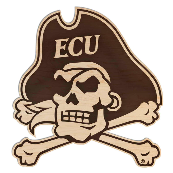 East Carolina University Jolly Roger Wall Hanging - Crafted from Cherry or Maple Wood - ECU Pirates