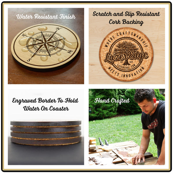 New Jersey State Flag Coaster - Crafted from Cherry or Maple Wood