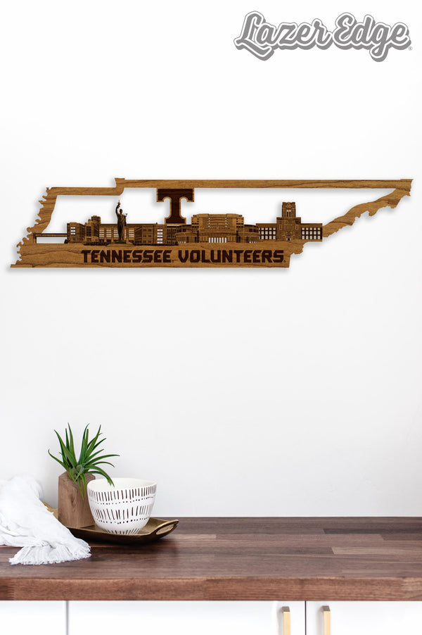 University of Tennessee Skyline Wall Hanging - Crafted from Cherry and Maple Wood - University of Tennessee Volunteers