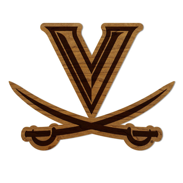 University of Virginia V Sabres Wall Hanging - Crafted from Cherry and Maple Wood - University of Virginia Cavaliers
