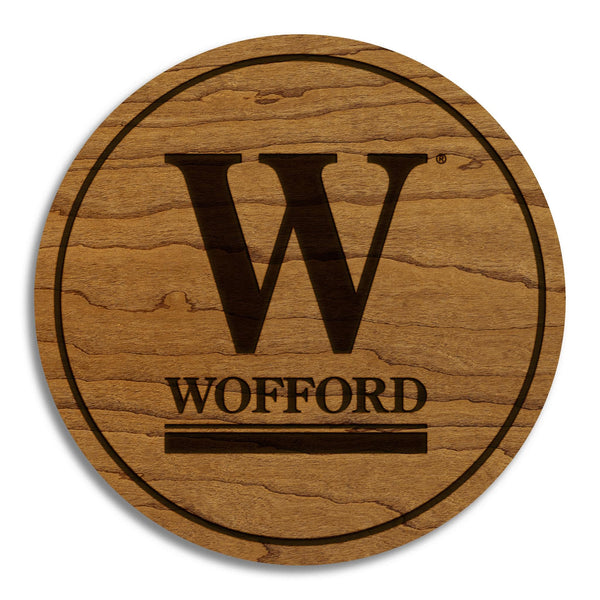 Wofford College Wordmark Coasters – Crafted from Cherry Wood – Wofford Terriers