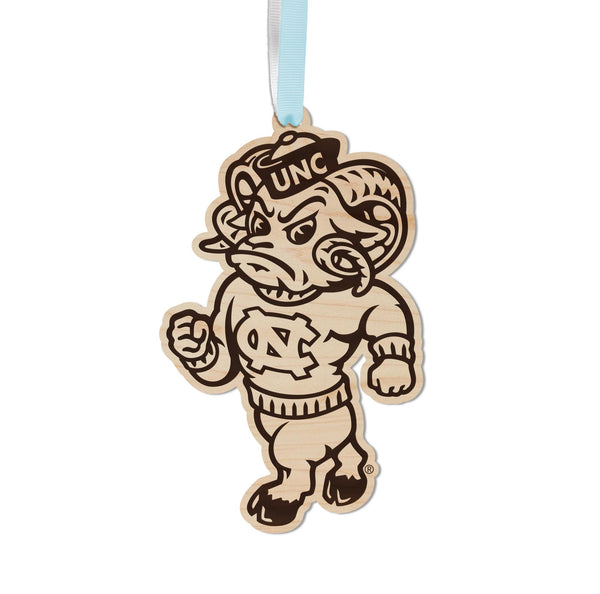 University of North Carolina Chapel Hill Strutting Ramses Ornament – Crafted from Cherry and Maple Wood – UNC Tar Heels