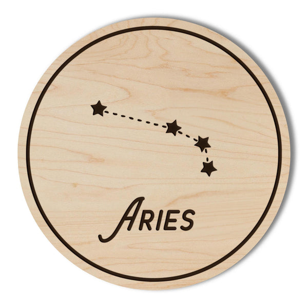 Aries Constellation Zodiac Coaster – Crafted from Cherry or Maple Wood