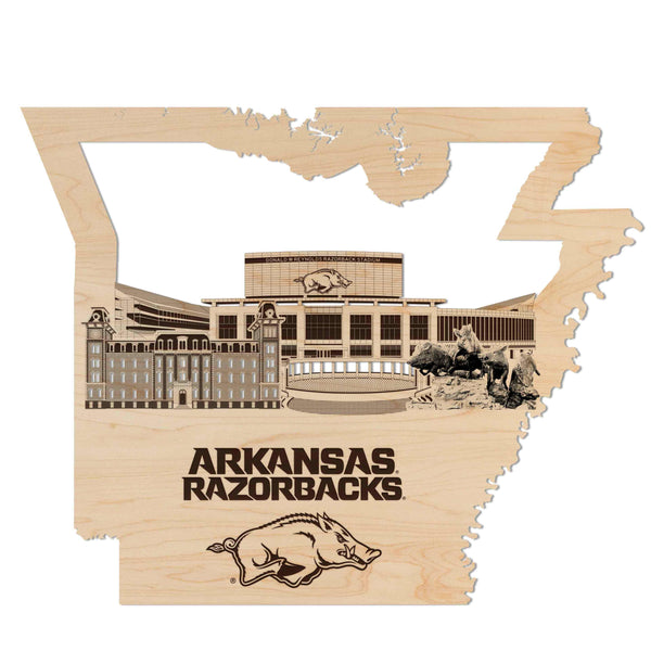University of Arkansas Skyline Wall Hanging – Crafted from Cherry and  Maple Wood - Arkansas Razorbacks