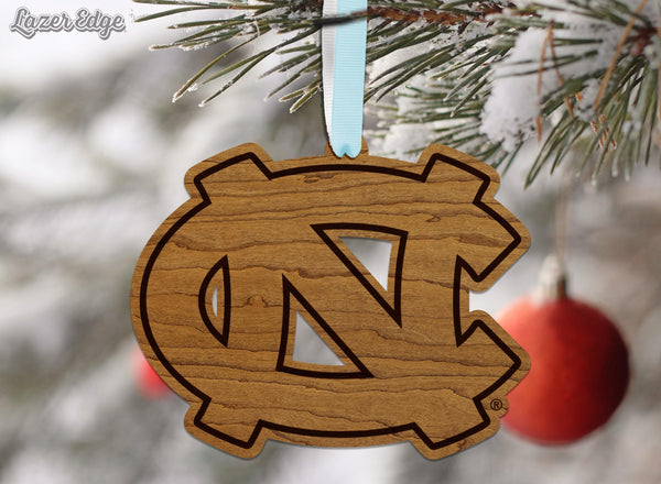 University of North Carolina Chapel Hill Interlocked NC Ornament – Crafted from Cherry and Maple Wood – UNC Tar Heels