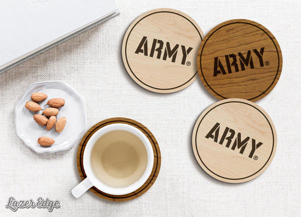West Point University Army Wordmark Coaster – Crafted from Cherry or Maple Wood – West Point Black Knights
