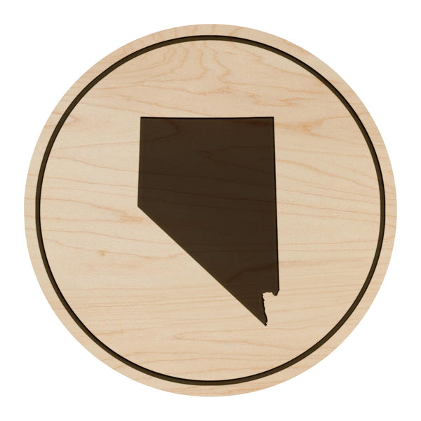 Nevada State Map Coaster - Crafted from Cherry or Maple Wood