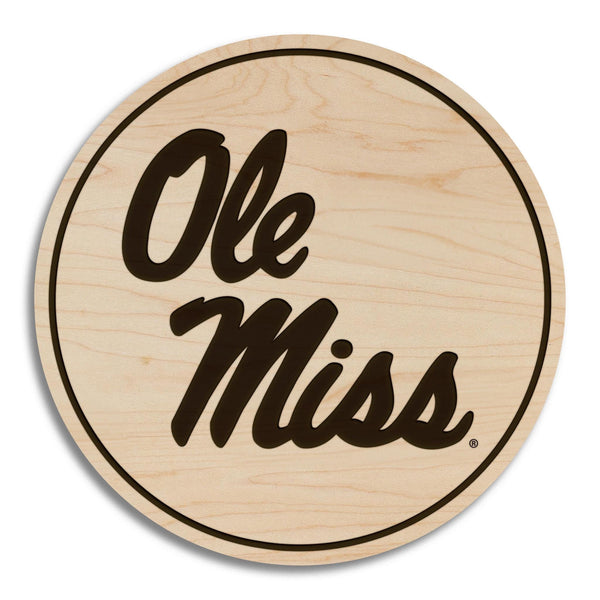 Ole Miss Rebels Coaster – Crafted from Cherry or Maple Wood