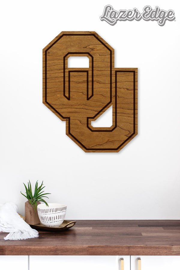 Oklahoma University OU Wall Hanging - Crafted from Cherry or Maple Wood - Oklahoma Sooners