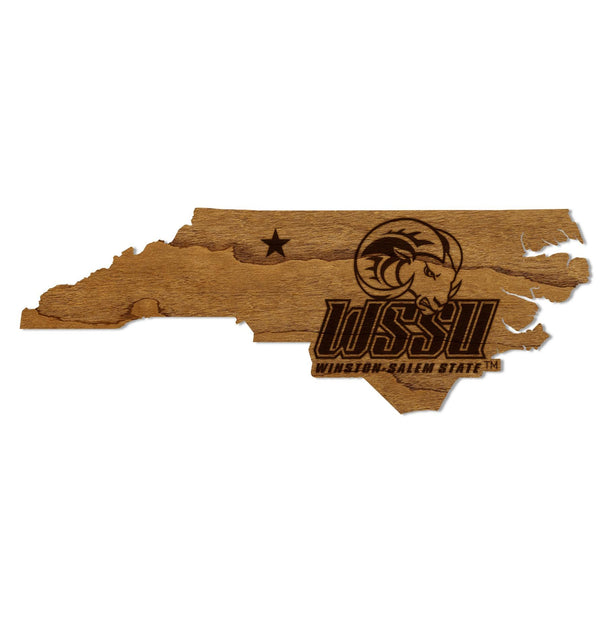 Winston Salem State University Rams on State Magnet - Crafted from Cherry or Maple Wood - Winston Salem State University Rams