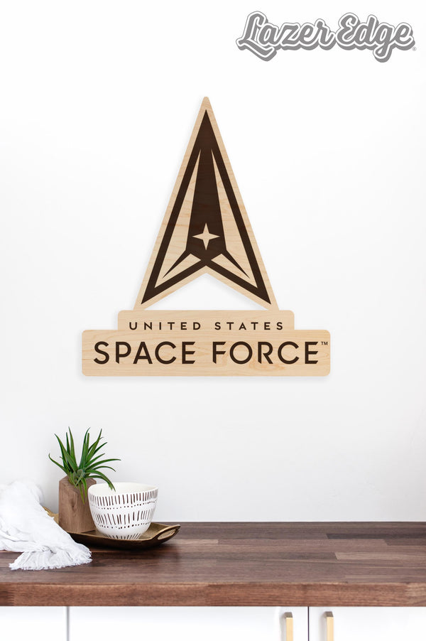 United States Space Force Emblem Wall Hanging – Crafted from Cherry or Maple Wood