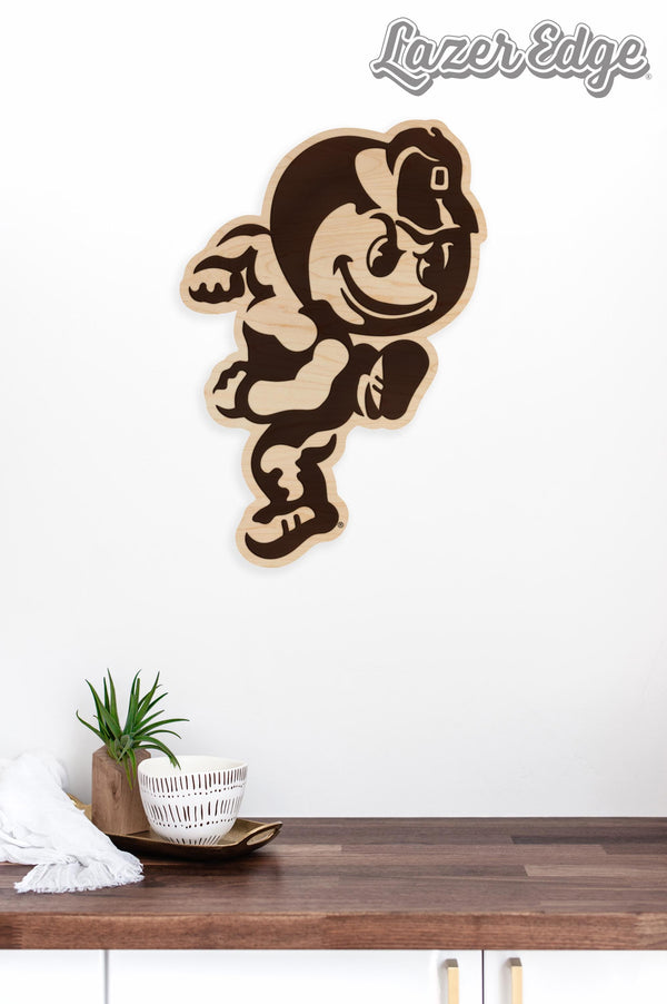 Ohio State University Brutus the Buckeye Wall Hanging - Crafted from Cherry or Maple Wood - Ohio State Buckeyes