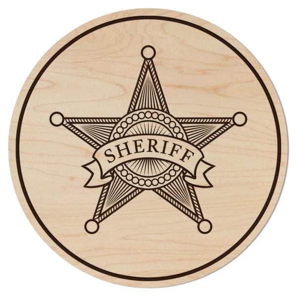 Sheriff Emblem Coaster – Crafted from Cherry or Maple Wood