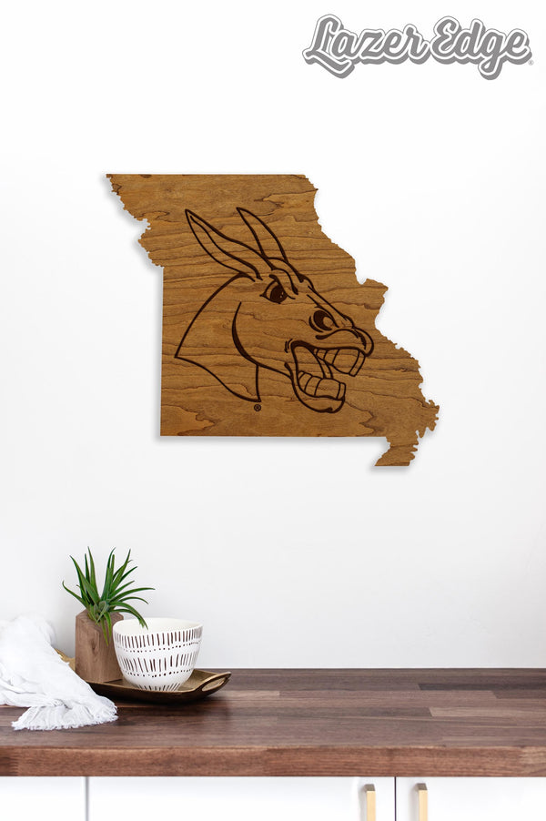 University of Central Missouri Mule on State Wall Hanging – Crafted from Cherry and  Maple Wood - Central Missouri Mules