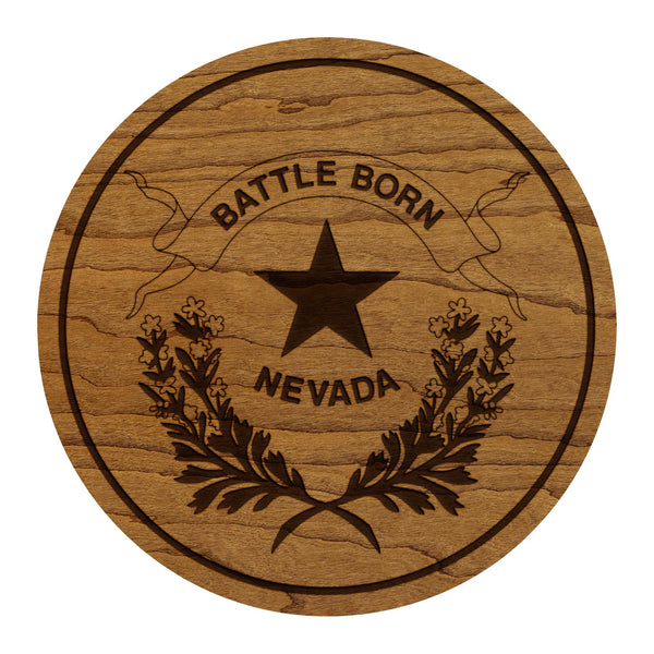 Nevada State Flag Coaster - Crafted from Cherry or Maple Wood