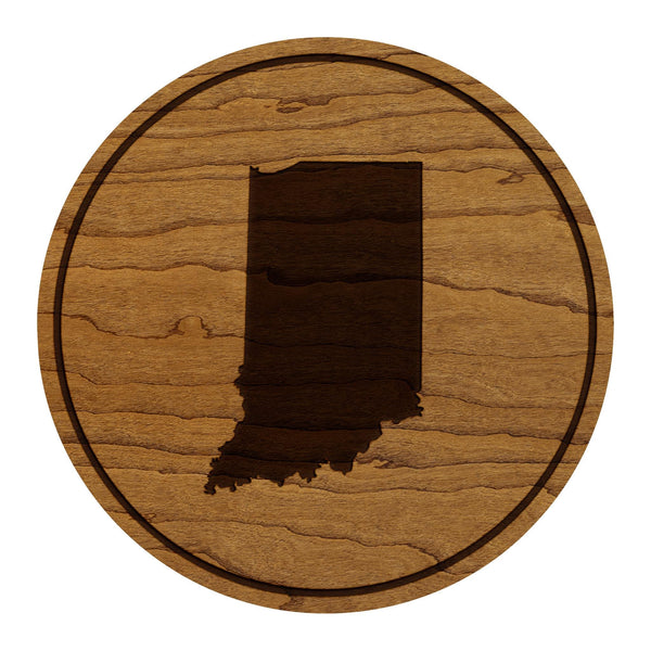 Indiana State Map Coaster - Crafted from Cherry or Maple Wood