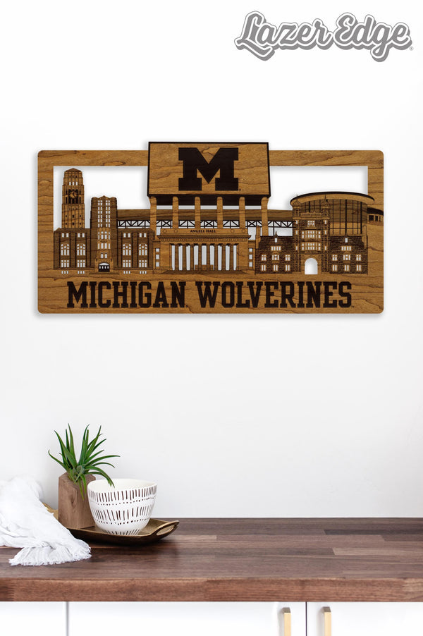 University of Michigan Skyline Wall Hanging - Crafted from Cherry or Maple Wood