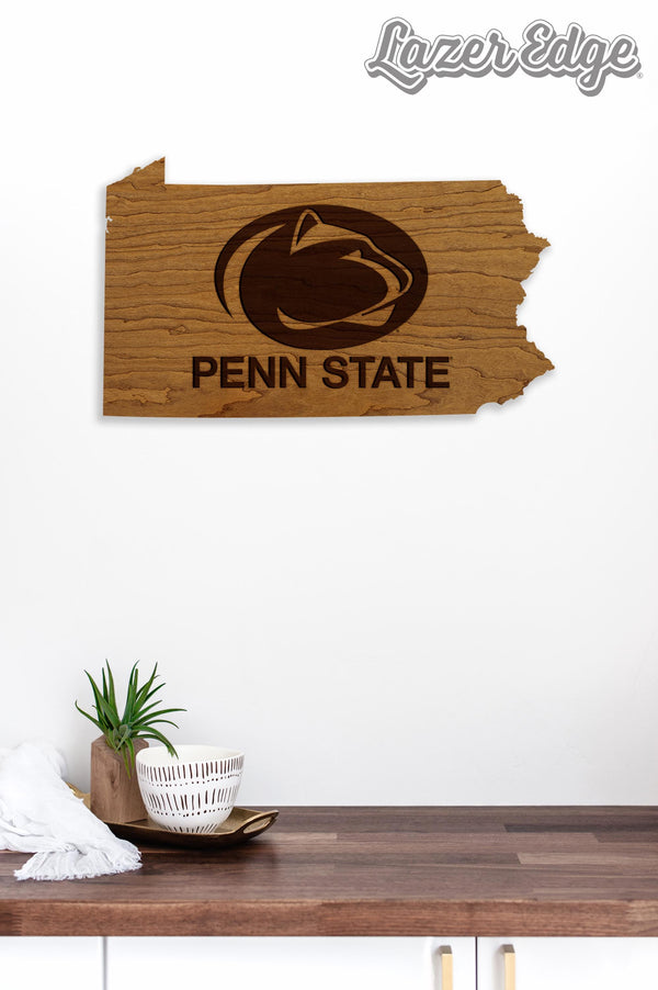 Penn State Nittany Lions on State Wall Hanging – Crafted from Cherry and  Maple Wood - Penn State Nittany Lions