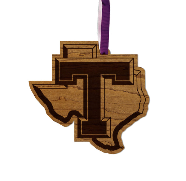 Tarleton State University Texas Logo Ornament – Crafted from Cherry and Maple Wood – Tarleton Texans