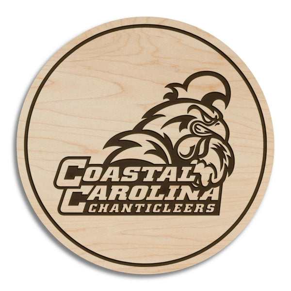 Coastal Carolina University Chanticleers Wordmark Coaster – Crafted from Cherry or Maple Wood – Coastal Carolina Chanticleers