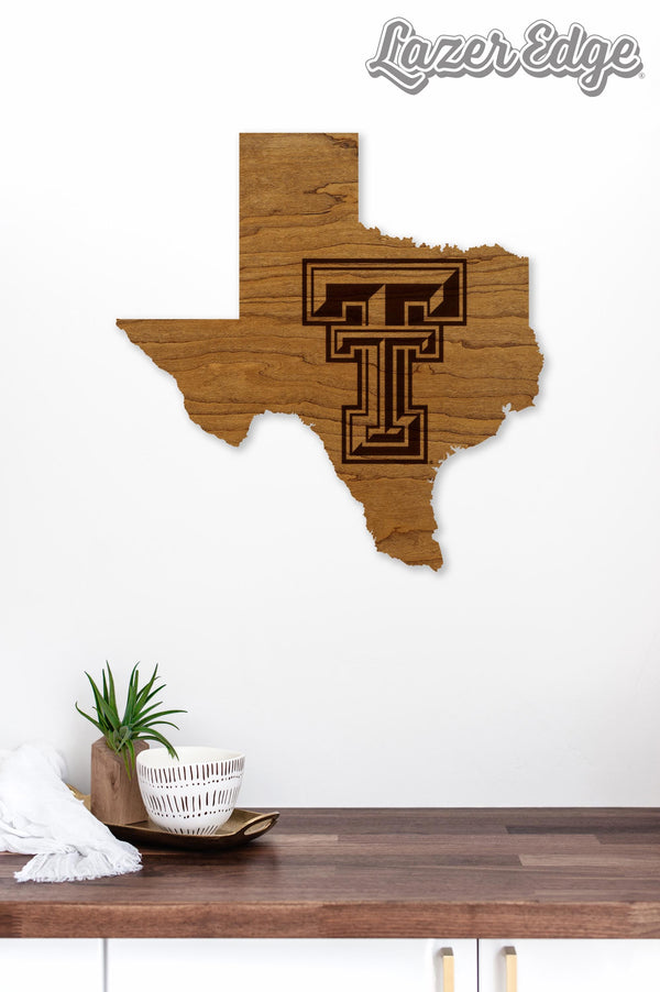 Texas Tech University Double T on State Wall Hanging – Crafted from Cherry and  Maple Wood - Texas Tech Red Raiders
