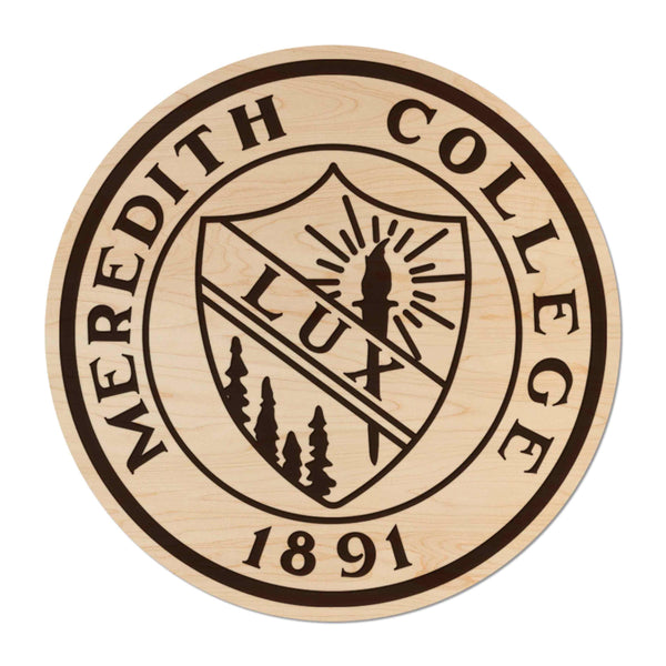 Meredith College Seal Wall Hanging - Crafted from Cherry or Maple Wood - Meredith Avenging Angels