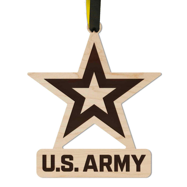 United States Army Emblem Ornament – Crafted from Cherry or Maple Wood