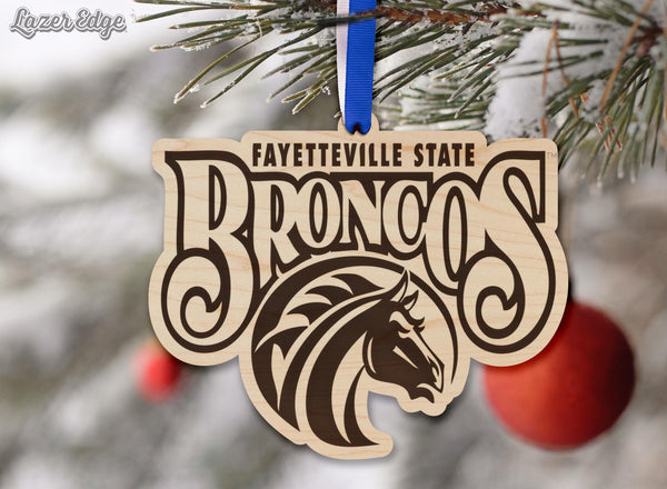 Fayetteville State University Broncos Ornament – Crafted from Cherry and Maple Wood – Fayetteville State Broncos