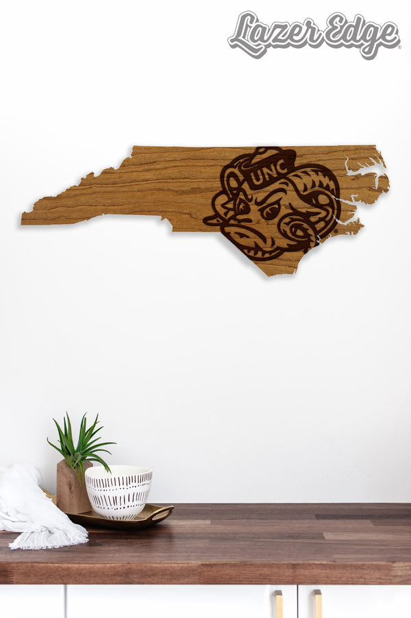 University of North Carolina Ramses on State Wall Hanging – Crafted from Cherry and  Maple Wood