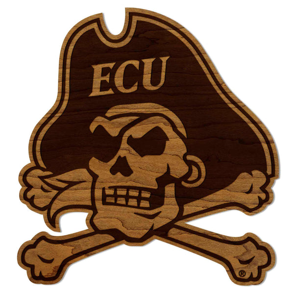 East Carolina University Jolly Roger Wall Hanging - Crafted from Cherry or Maple Wood - ECU Pirates