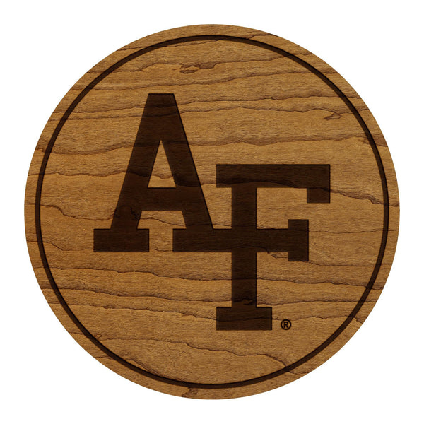 Air Force Academy Monogram Coaster – Crafted from Cherry or Maple Wood – Air Force Falcons
