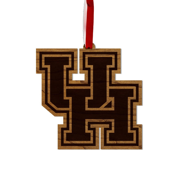 University of Houston UH Ornament – Crafted from Cherry and Maple Wood – Houston Cougars
