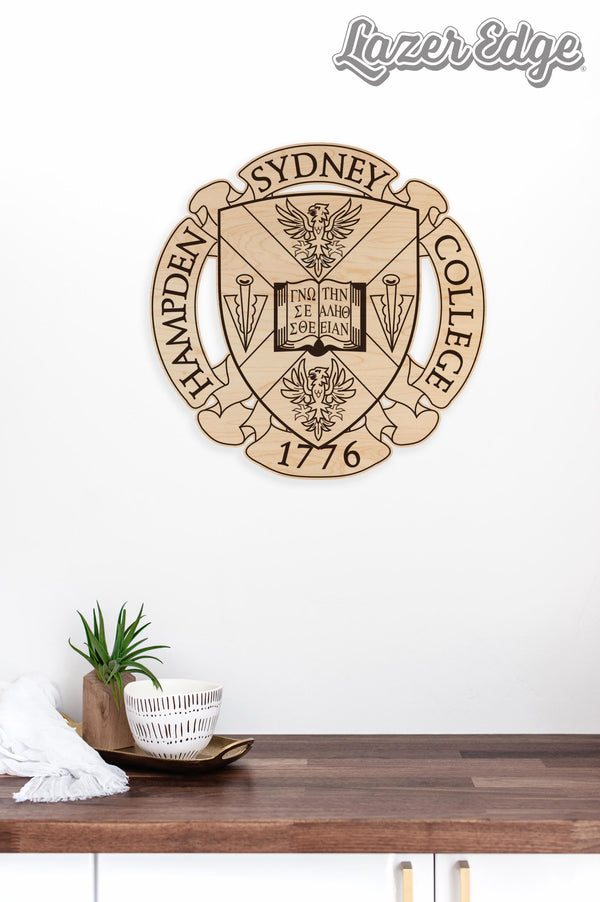 Hampden-Sydney College Seal Wall Hanging - Crafted from Cherry and Maple Wood - Hampden-Sydney College