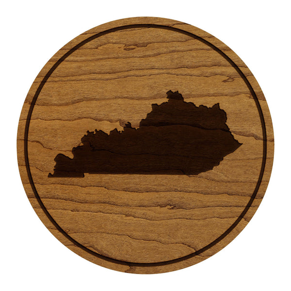 Kentucky State Map Coaster - Crafted from Cherry or Maple Wood