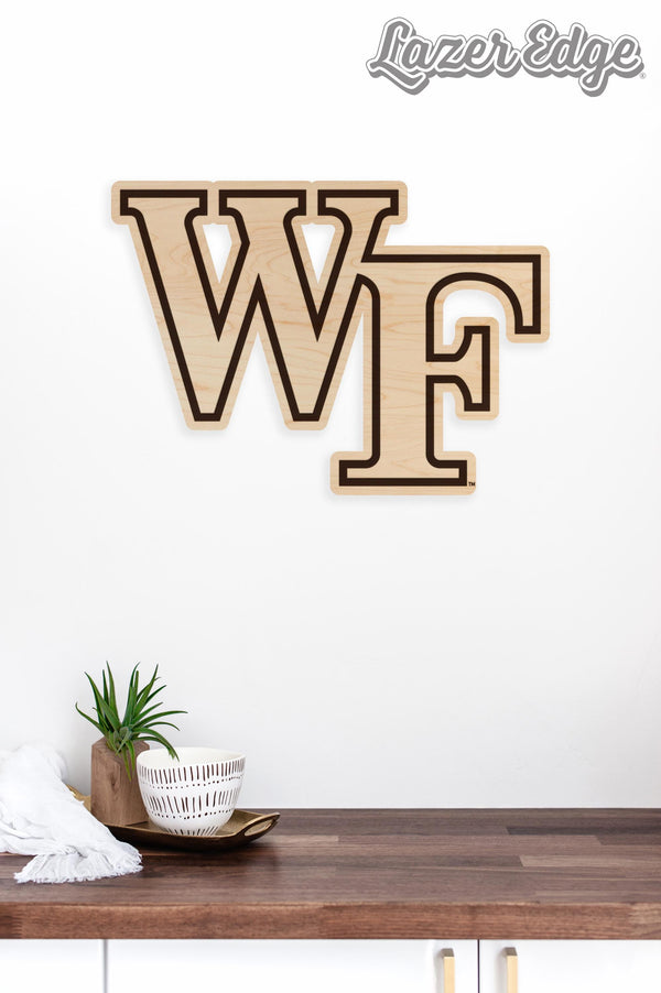 Wake Forest University WF Logo Wall Hanging - Crafted from Cherry and Maple Wood - Wake Forest Demon Deacons