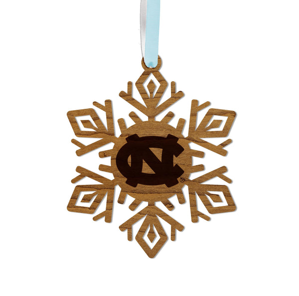 University of North Carolina Chapel Hill NC Snowflake Ornament – Crafted from Cherry and Maple Wood – UNC Tar Heels