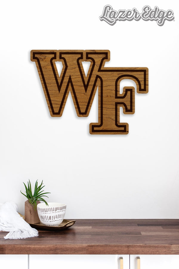 Wake Forest University WF Logo Wall Hanging - Crafted from Cherry and Maple Wood - Wake Forest Demon Deacons