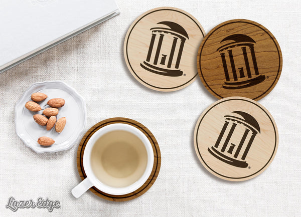 University of North Carolina Chapel Hill Old Well Coaster – Crafted from Cherry or Maple Wood – UNC Tarheels