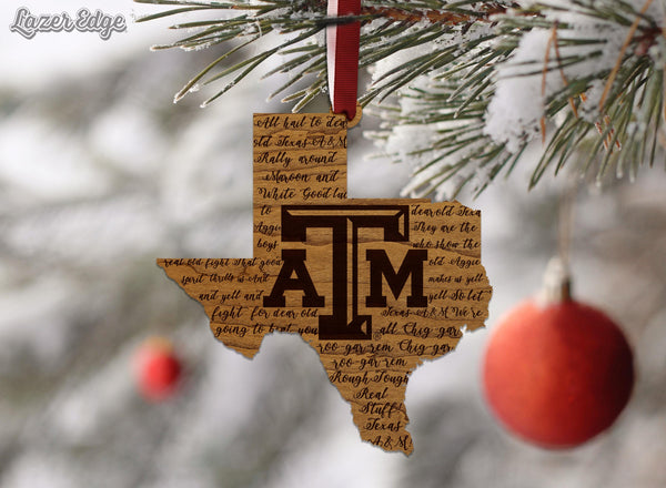 Texas A&M University Fight Song Ornament – Crafted from Cherry and Maple Wood – Texas A and M Aggies