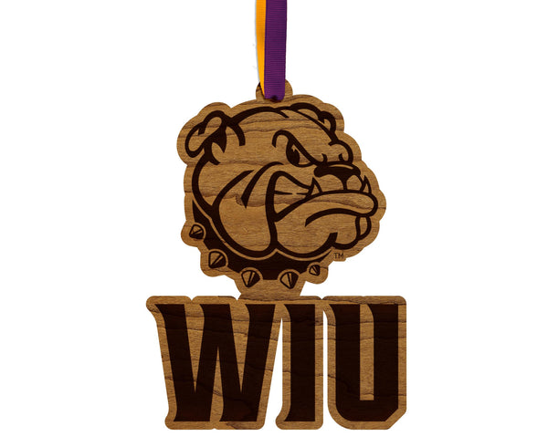 Western Illinois University WIU Stack Ornament – Crafted from Cherry and Maple Wood – Western Illinois Leathernecks