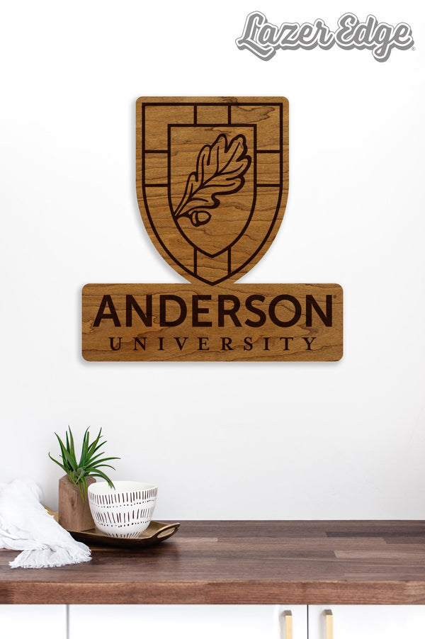 Anderson University Institution Mark Wall Hanging - Crafted from Cherry or Maple Wood - Anderson Trojans