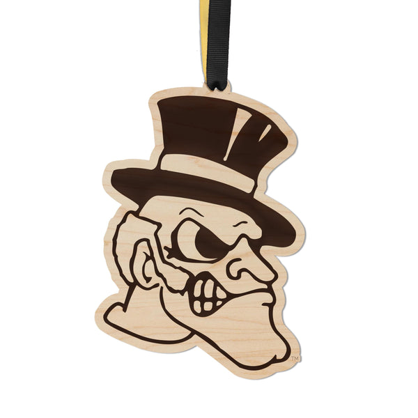 Wake Forest University Demon Deacon Ornament – Crafted from Cherry and Maple Wood – Wake Forest Demon Deacons