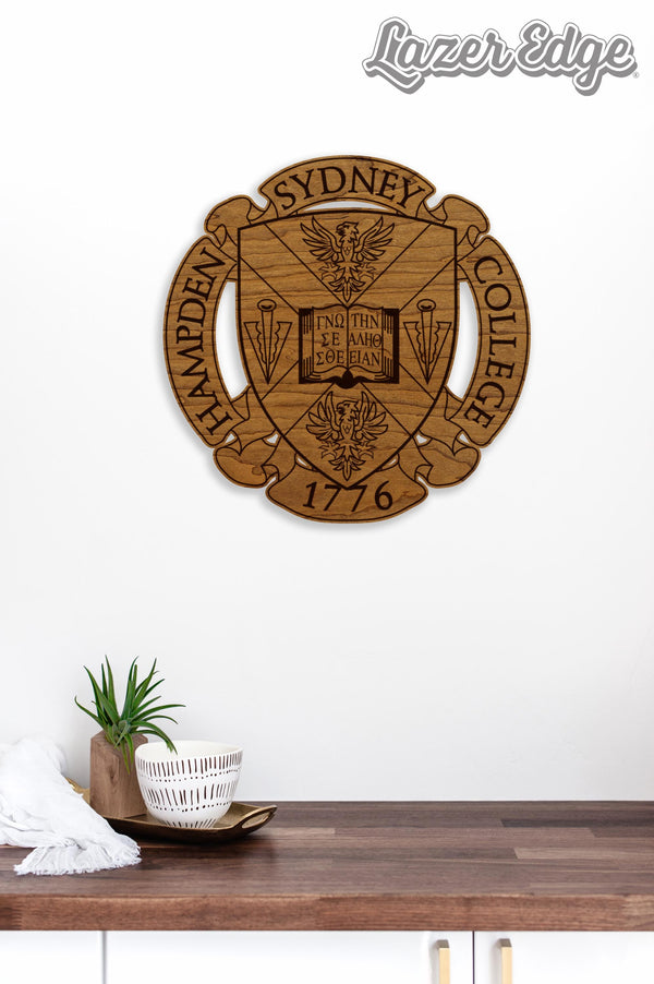 Hampden-Sydney College Seal Wall Hanging - Crafted from Cherry and Maple Wood - Hampden-Sydney College