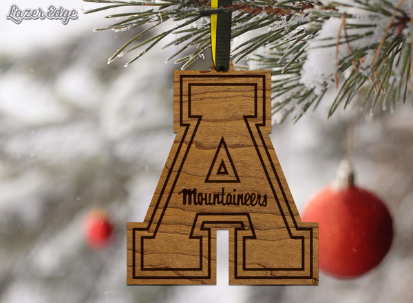 Appalachian State University App A Ornament – Crafted from Cherry and Maple Wood – App State Mountaineers