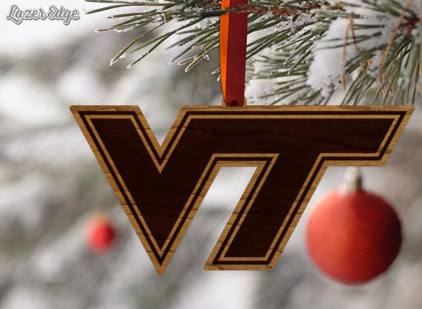 Virginia Tech VT Ornament – Crafted from Cherry and Maple Wood – Virginia Tech Hokies