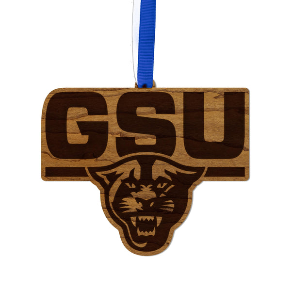 Georgia State University Logo Ornament – Crafted from Cherry Wood and Maple